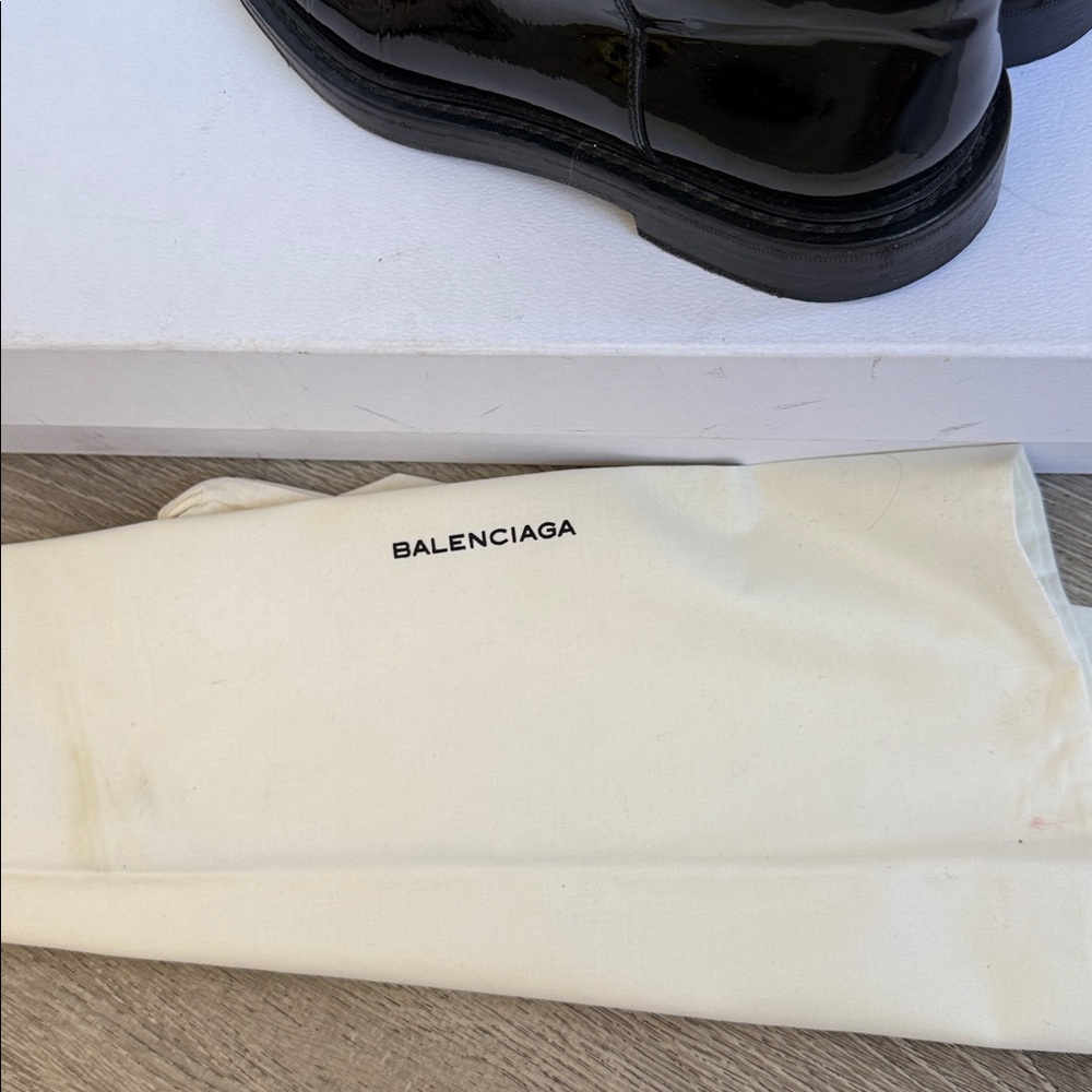 Balenciaga Shiny Black Knee-High Boots - Picture 4 of 14